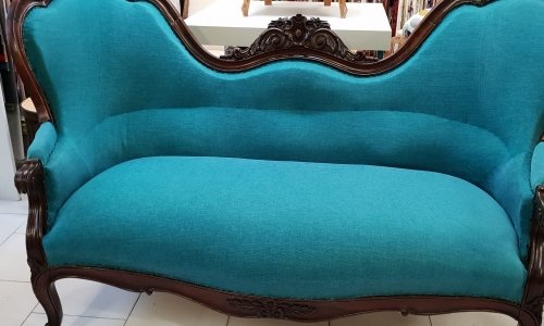 Sofa bleu par tapissier matelassier Sète